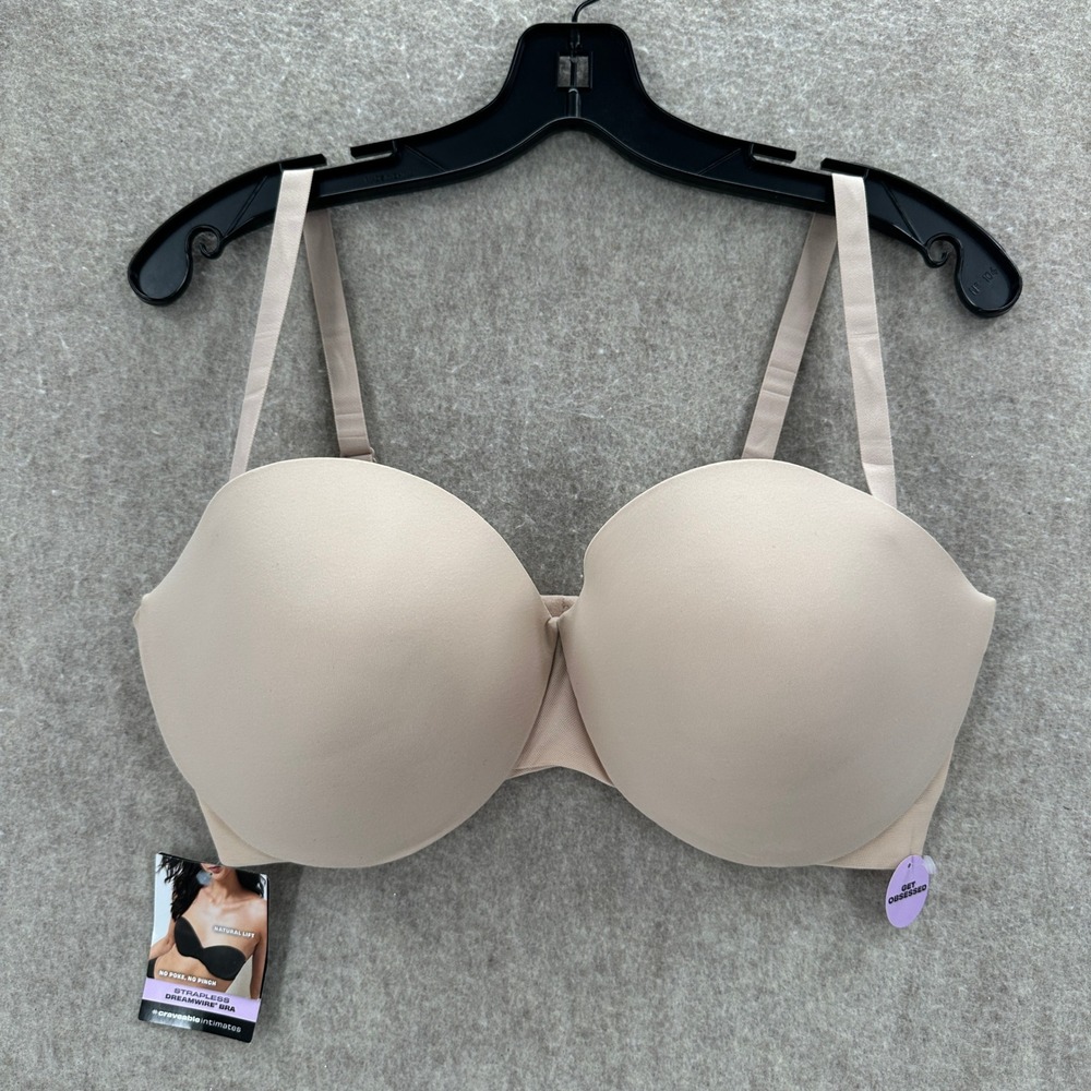 Maidenform Strapless Dreamwire Bra Womens 40D Beige SN3002 Natural Lift